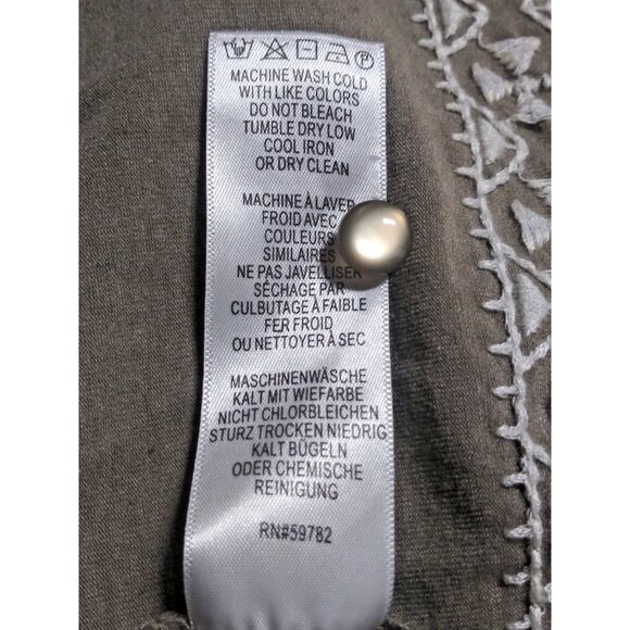 Adrianna Papell Sleeveless Top Taupe Tan Size M Halter Embroidered Hem stretch - Picture 9 of 9